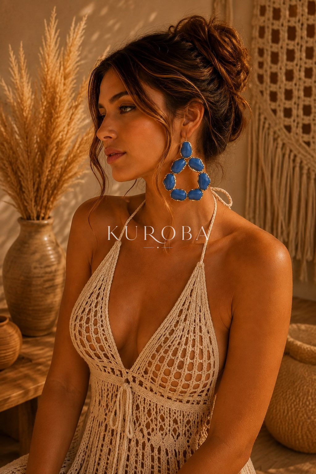 Pendientes Boho Blue Stone