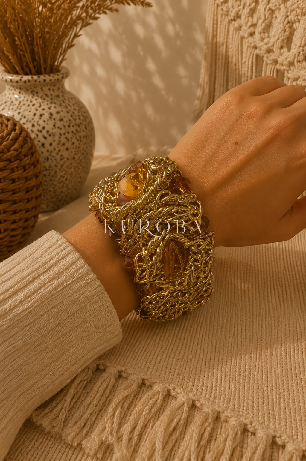 Pulsera Ámbar con Cristales Facetados