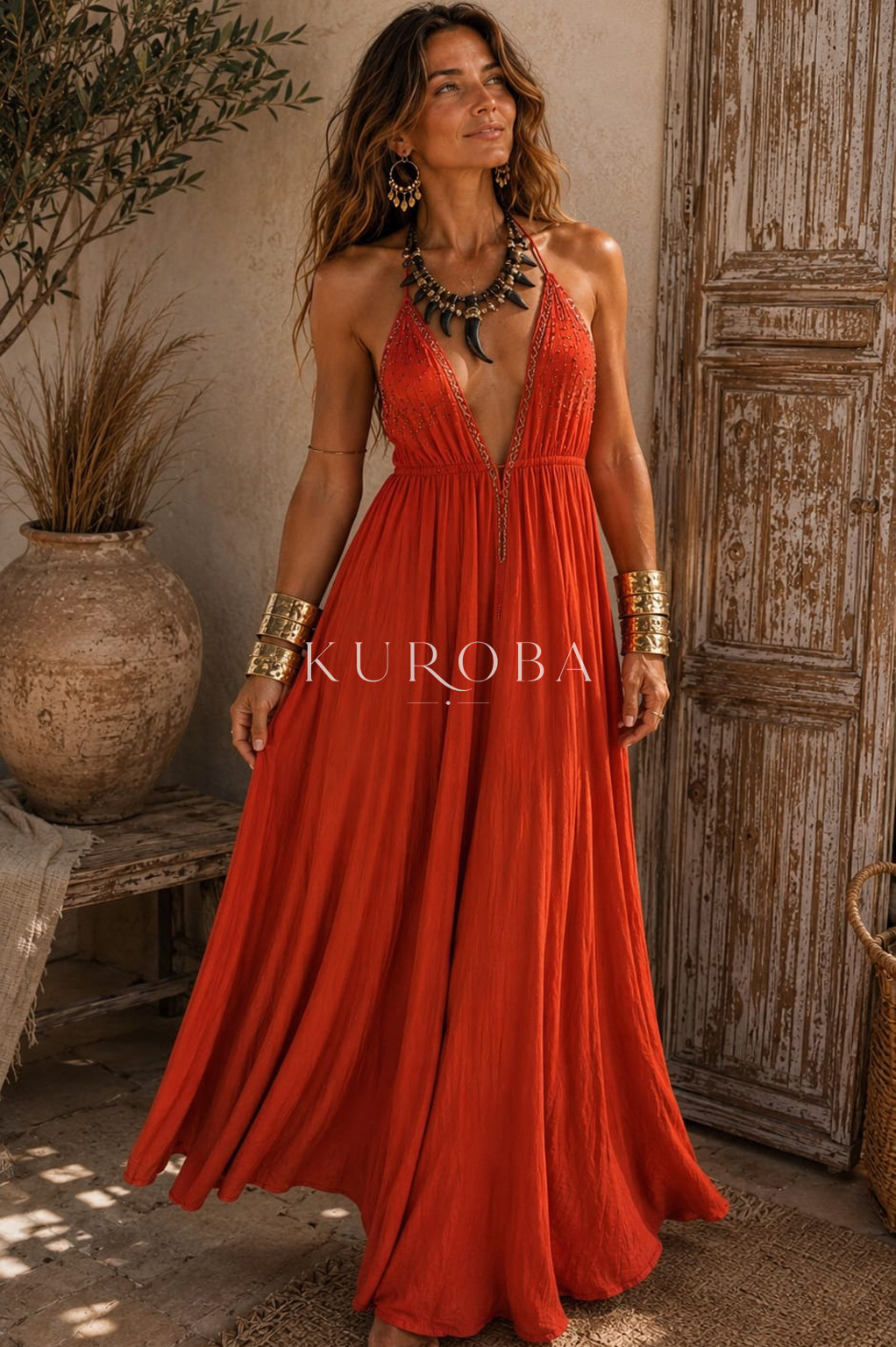 Vestido Solara con Escote Profundo